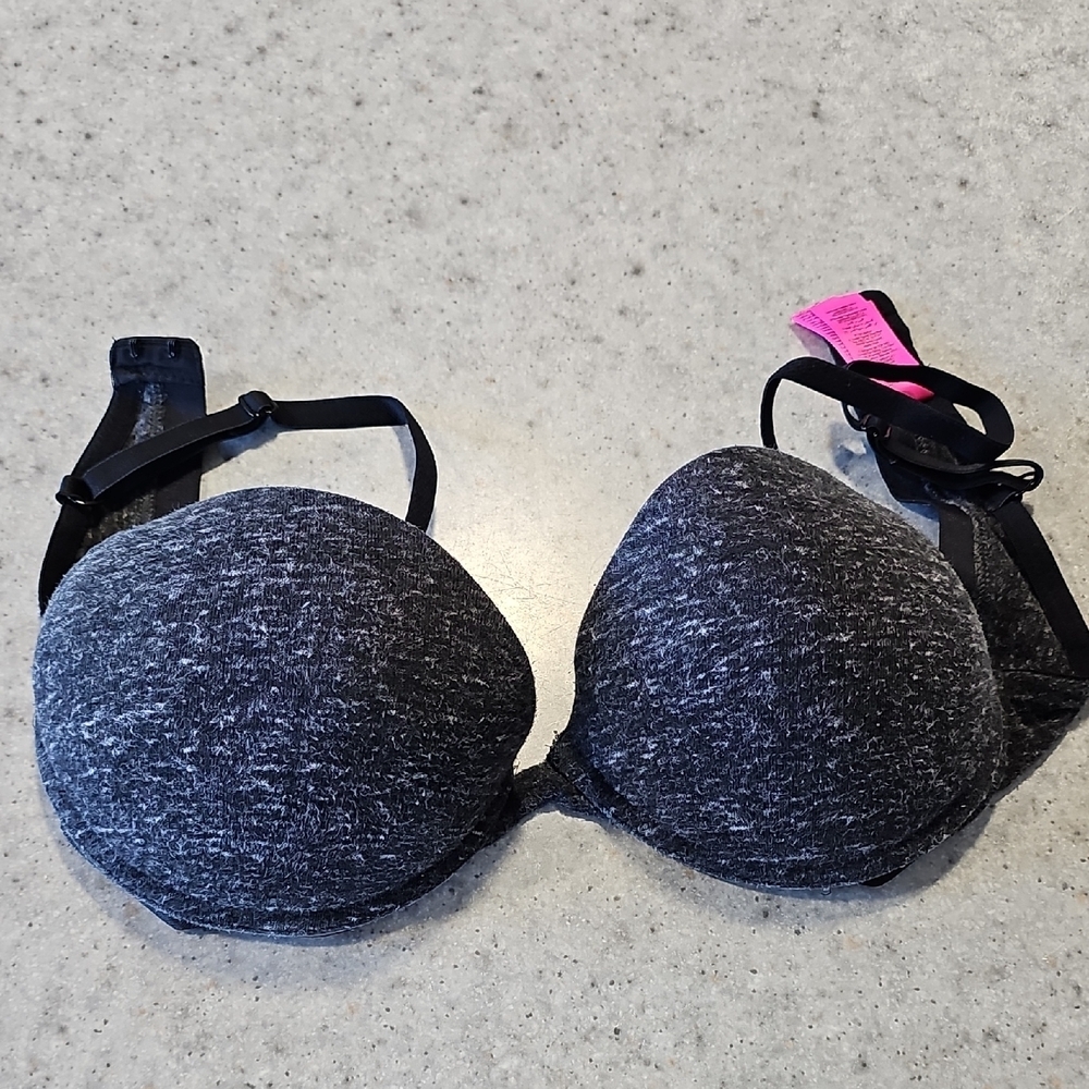 La SENZA Remix 34C Heather Charcoal Gray Padded Push Up Bra